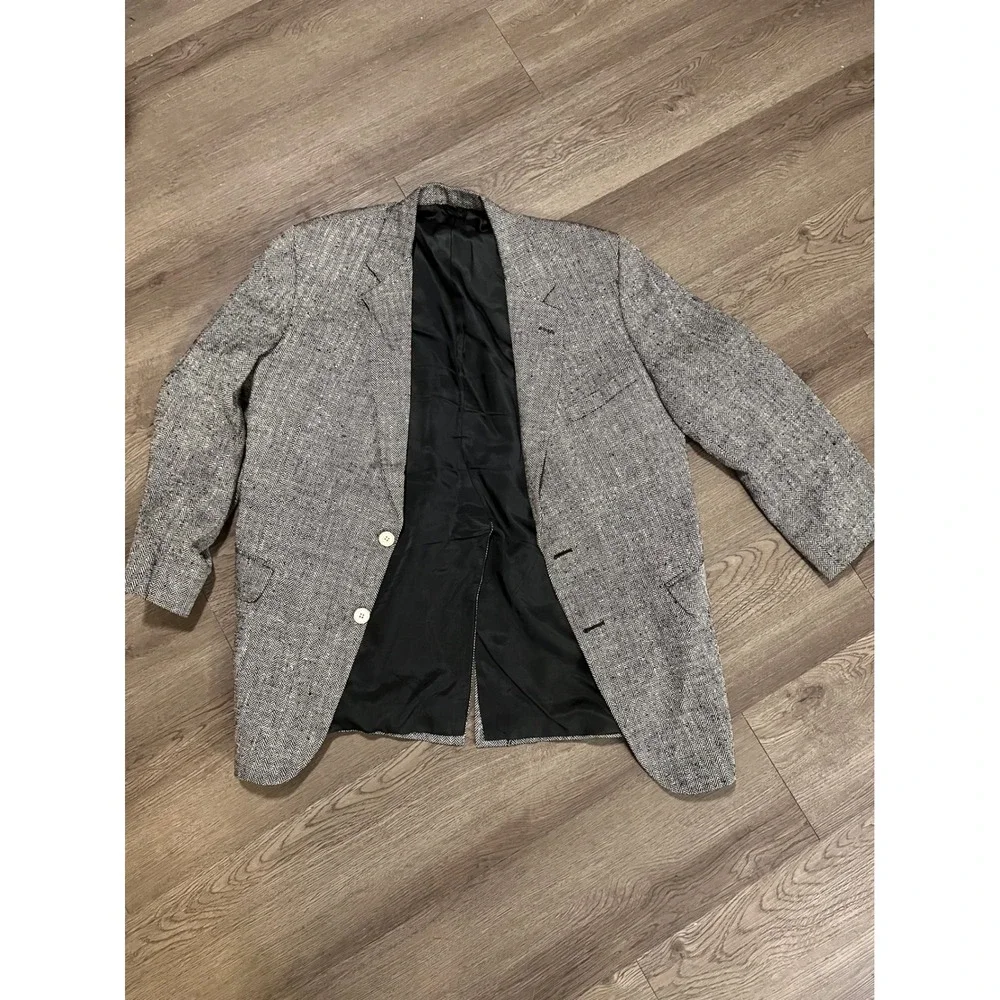 Rutlands Canterbury Collection Mens Herringbone Blazer Sport Coat Black‎ White